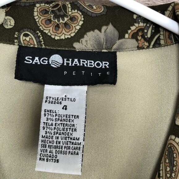 Sag Harbor Women's Full Button Jacket Blouse Paisley and Floral Neutral Size 4 - Picture 6 of 8